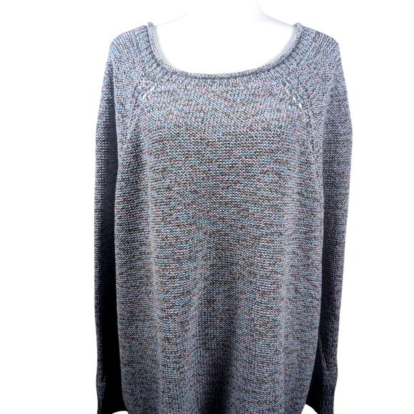 Talbots Women's Open Knit Pullover Sweater Blue Pink Cotton Blend 3X Lightweight - Picture 1 of 6